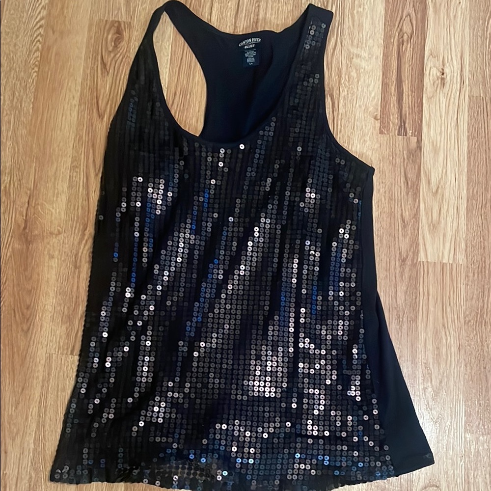 Sequin Black Tank Top